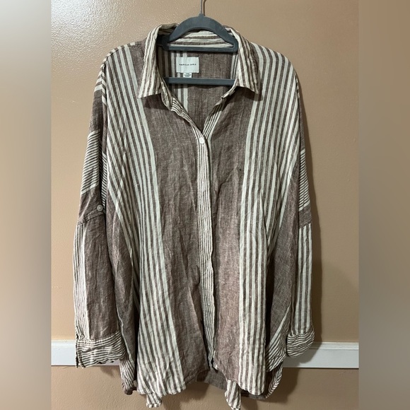 American Eagle Outfitters Striped Button-Down Shirt oversize - Picture 1 of 2